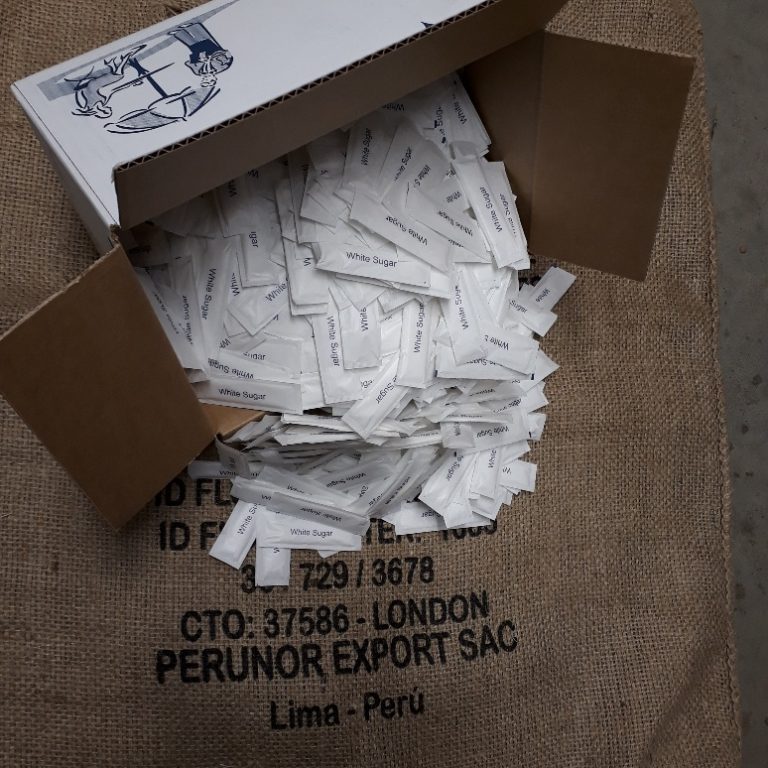 individual white sugar sticks