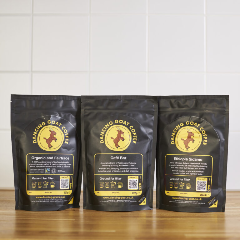Best selling ground coffees; Organic and Fairtrade, Ethiopian and Cafe Bar